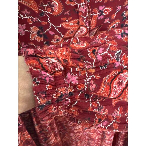 Fat Face FatFace Red Joyce Floral Maxi Dress long sleeved V neck size 20 - Picture 9 of 16